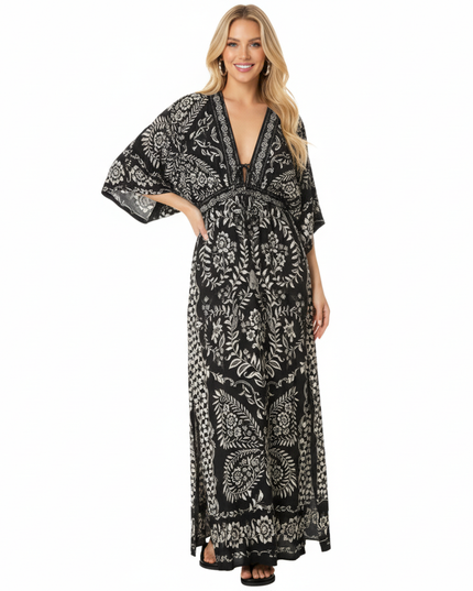 VESTIDO FARM LONGO ESTAMPADO BORBOLINA