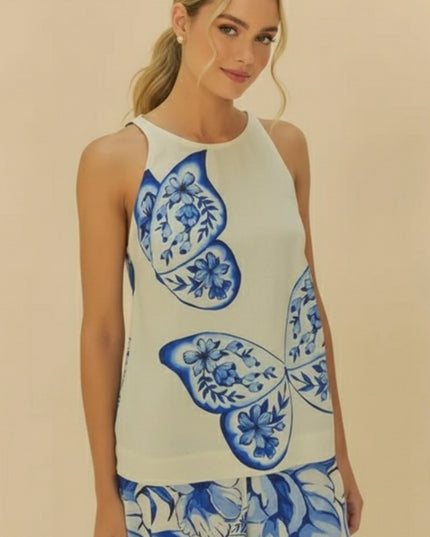 BLUSA FARM REGATA BORBOLETA DE PORCELANA