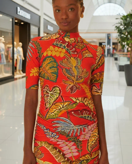 VESTIDO FARM CURTO FOLHAGEM COOL