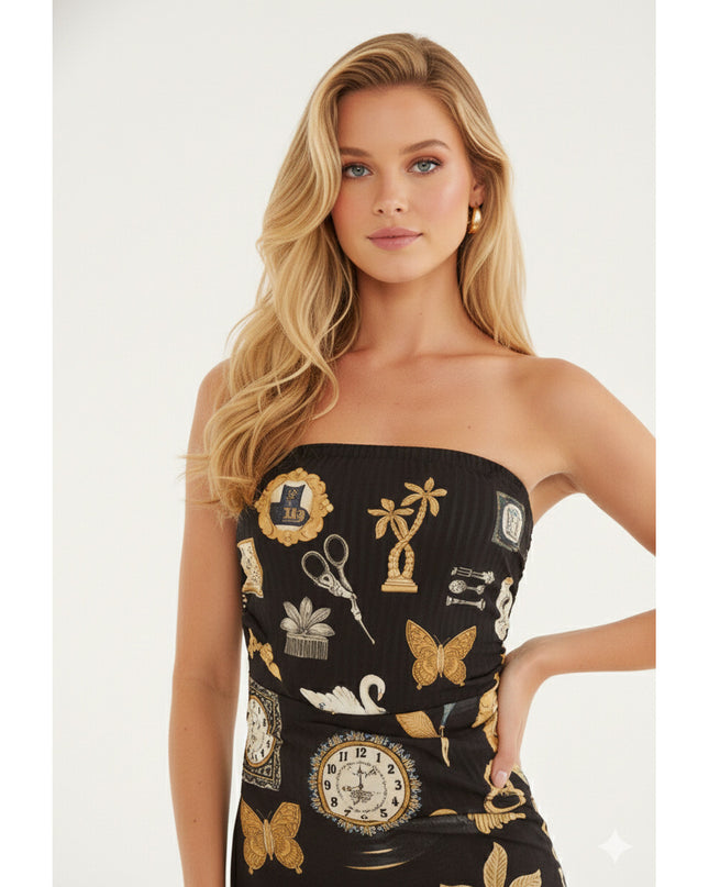 Vestido Farm Tule Sem Alça Bibelo