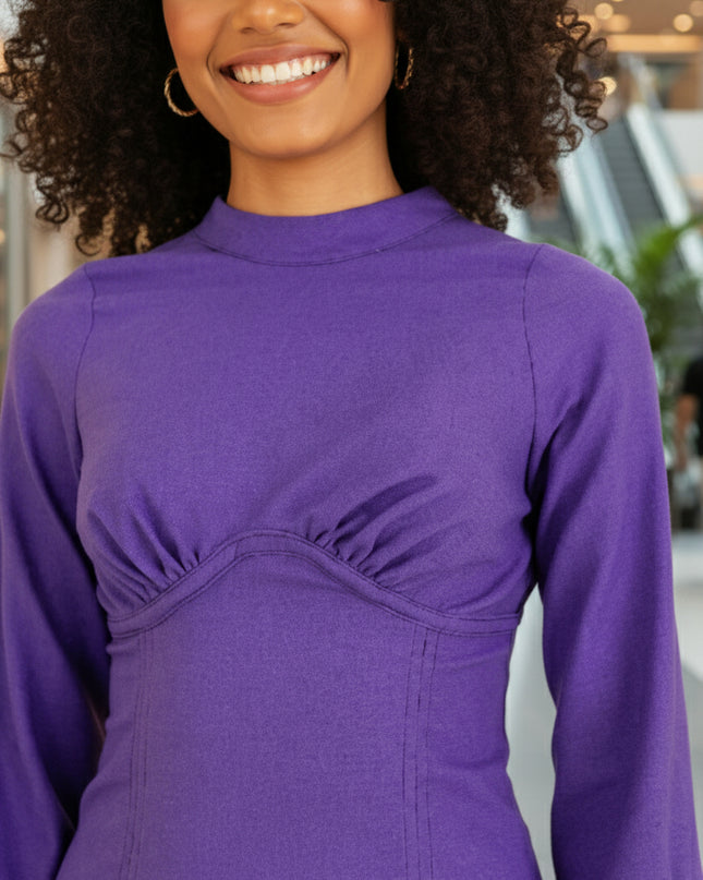 VESTIDO FARM CURTO MANGAS RECORTE