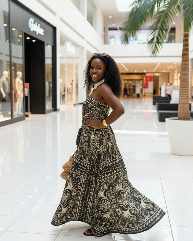 VESTIDO FARM MIDI LENCO ONCA MISTICA