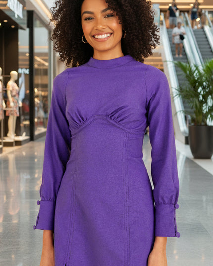 VESTIDO FARM CURTO MANGAS RECORTE