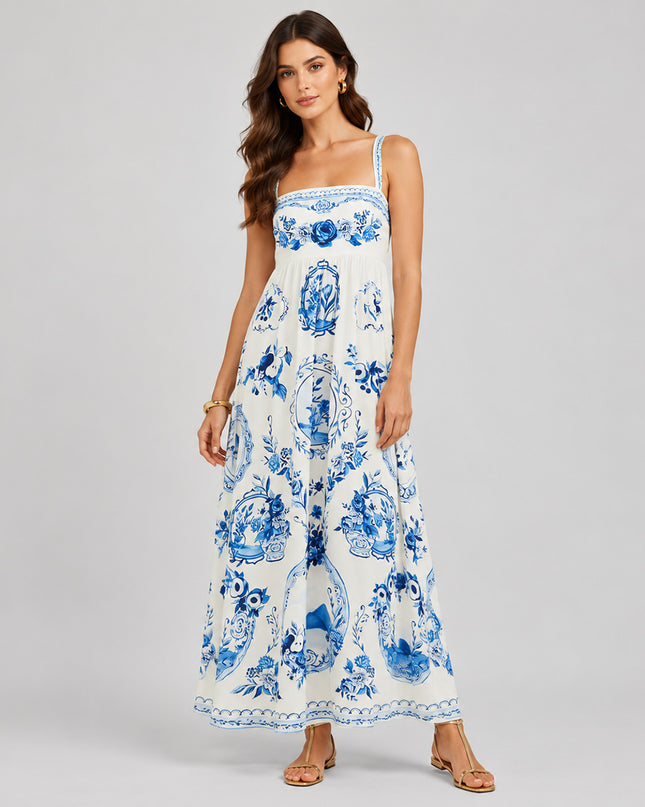 Vestido Farm Longo Porcelana De Flor