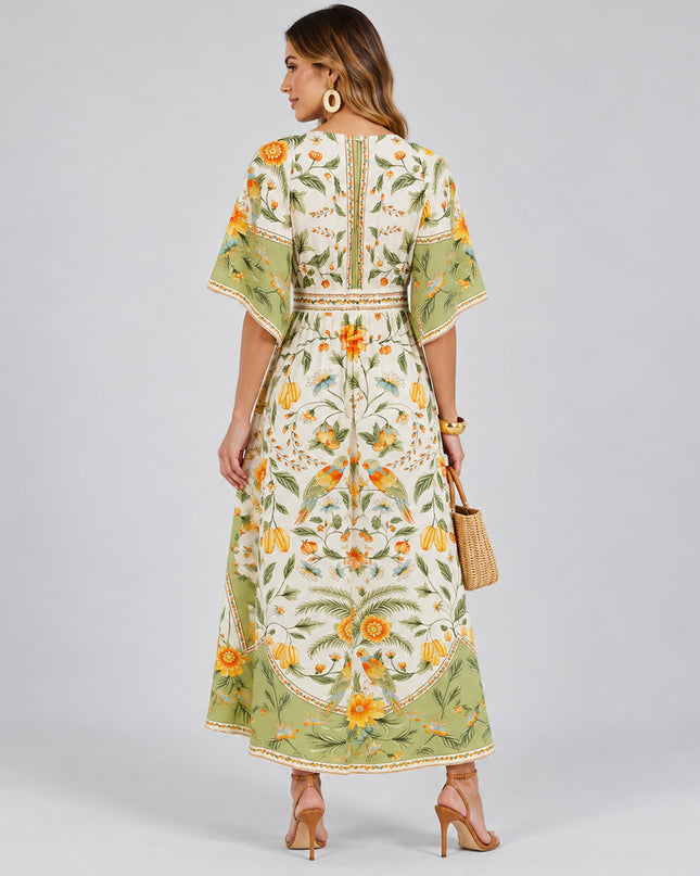 Vestido Farm Longo Estampado Flor De Pitanga