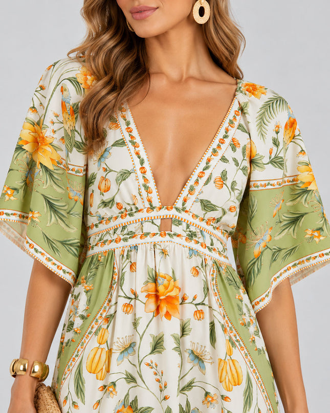 Vestido Farm Longo Estampado Flor De Pitanga