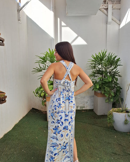 VESTIDO FARM CROPPED ESTAMPADO AZULEJARIA