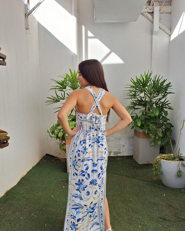 VESTIDO FARM CROPPED ESTAMPADO AZULEJARIA