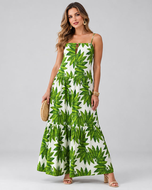Vestido Farm Longo Leque De Palmeira