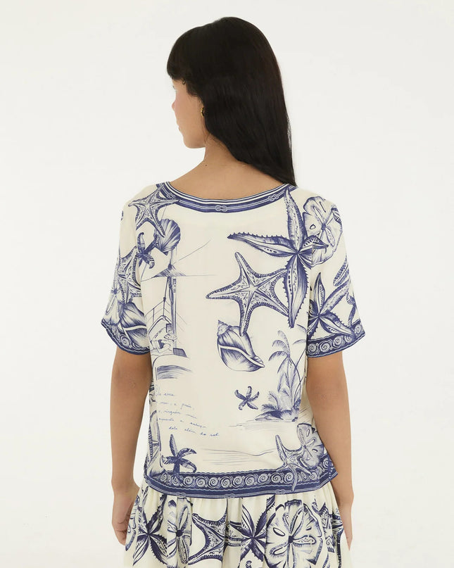 BLUSA FARM T SHIRT MAR DE ONDAS