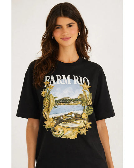 T-shirt Farm Media Moldura Conchas