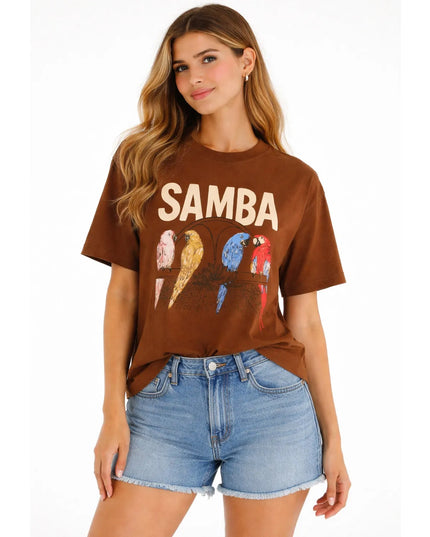 T-shirt Farm Média Na Avenida Marrom