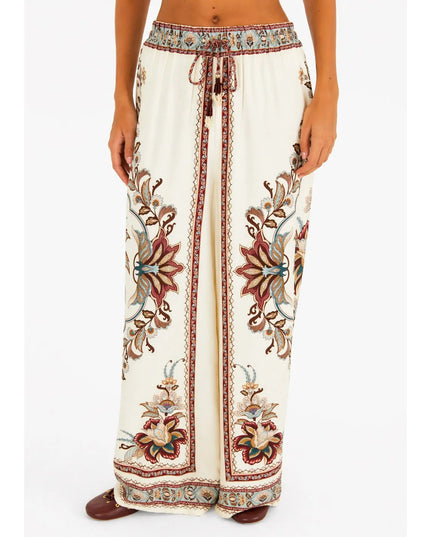 Calça Farm Pantalona Estampa Jardim Majestoso