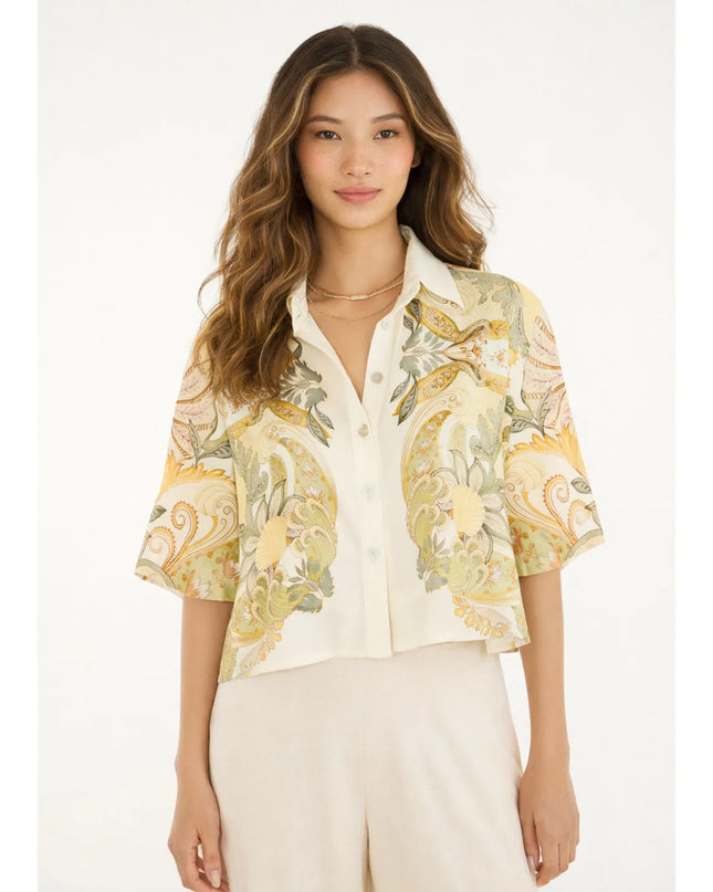 Camisa Farm Manga Curta Jardim De Mar