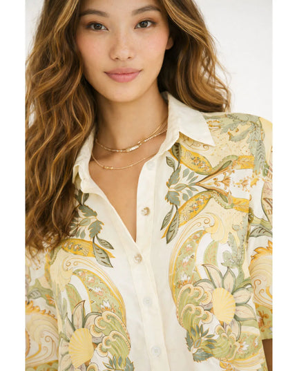 Camisa Farm Manga Curta Jardim De Mar