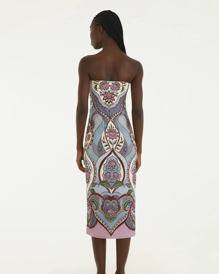 VESTIDO FARM MIDI SEM ALCA ESTAMPADO NIRVANA