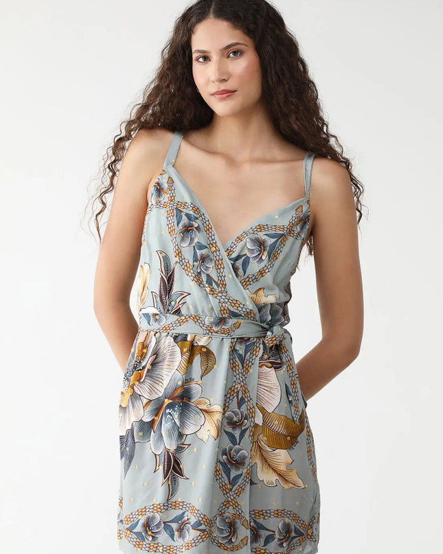 VESTIDO FARM CURTO LENÇO JARDIM REAL