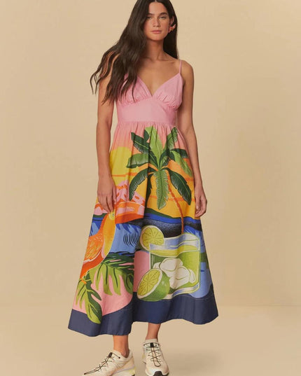 VESTIDO FARM CROPPED ESTAMPADO LATINO