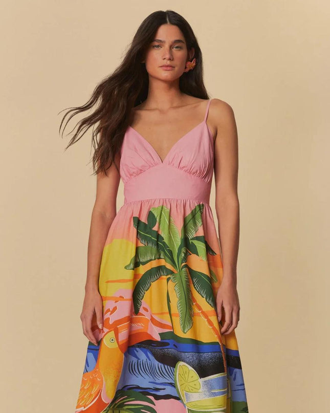 VESTIDO FARM CROPPED ESTAMPADO LATINO