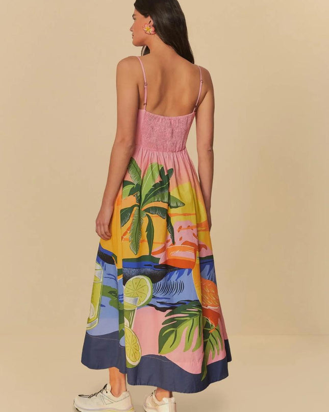 VESTIDO FARM CROPPED ESTAMPADO LATINO