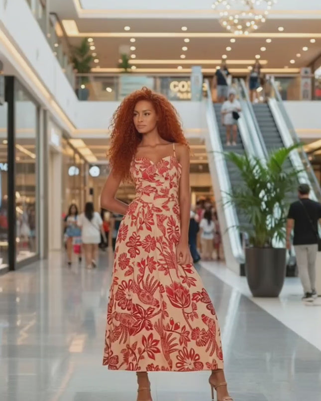 VESTIDO FARM CROPPED ESTAMPADO ARARA FLORAL