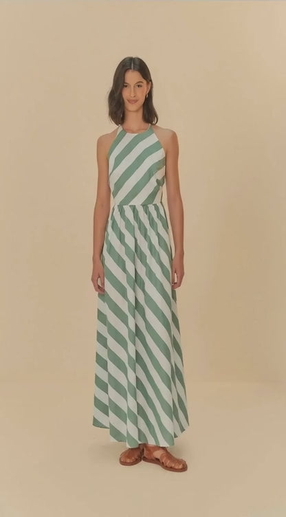 VESTIDO FARM FRENTE UNICA MISTURA DE LISTRA