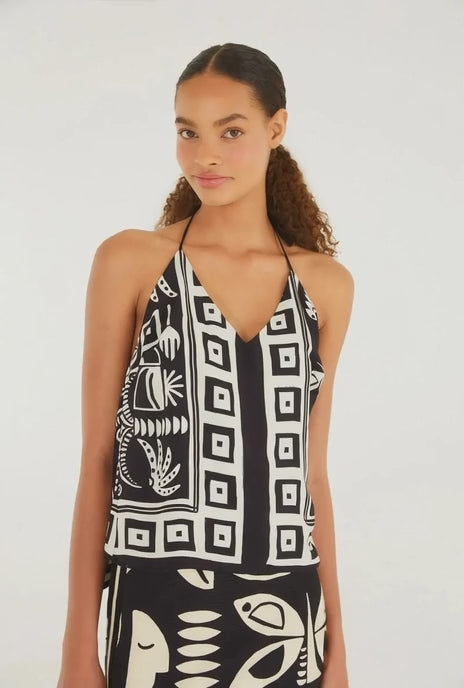 BLUSA FARM DOUBLE ESTAMPADA LENÃ‡O TROPICANO