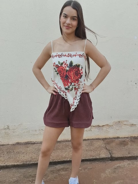 SHORT FARM COS ELASTICO TEXTURA MARROM