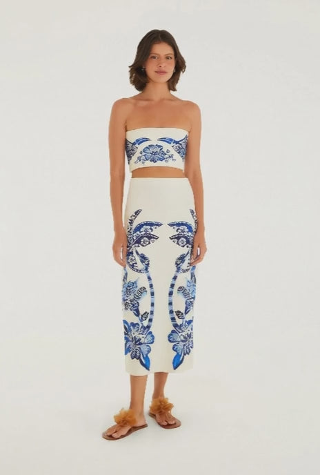 BLUSA FARM TOP RETO DOUBLE ESTAMPADO COQUEIRO TROPICAL