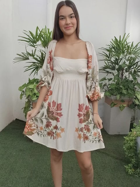 VESTIDO FARM CURTO MANGA FLORAL JULIANA