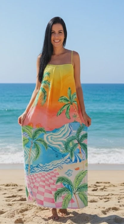 VESTIDO FARM LONGO PAISAGEM SOLAR