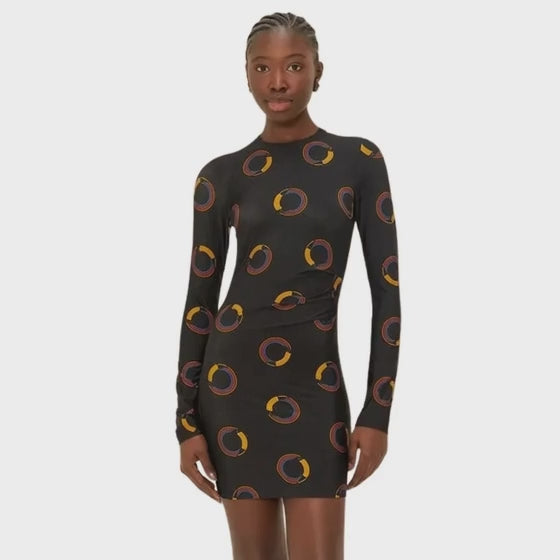 VESTIDO FARM MANGA LONGA ESTAMPADO TUCA POA