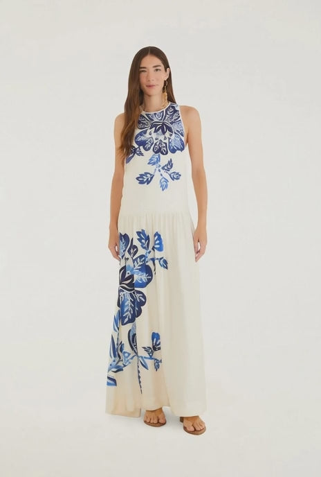 VESTIDO FARM LONGO ESTAMPADO PARAISO