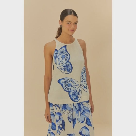 BLUSA FARM REGATA BORBOLETA DE PORCELANA