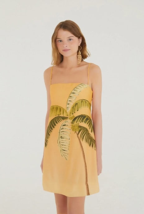 VESTIDO FARM CURTO ITACARE COQUEIRO LARANJA