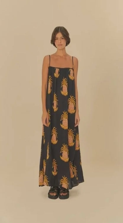 VESTIDO FARM LONGO AMALFI ABACAXI