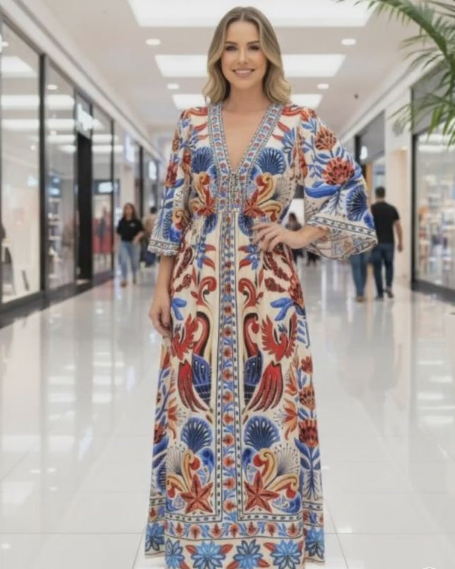 VESTIDO FARM ESTAMPA MANGA SONHO DE FARM