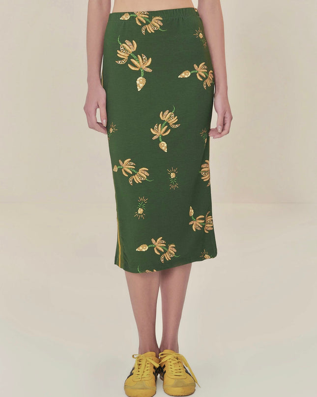 SAIA FARM MIDI ESTAMPADA BRILHO DE BANANA