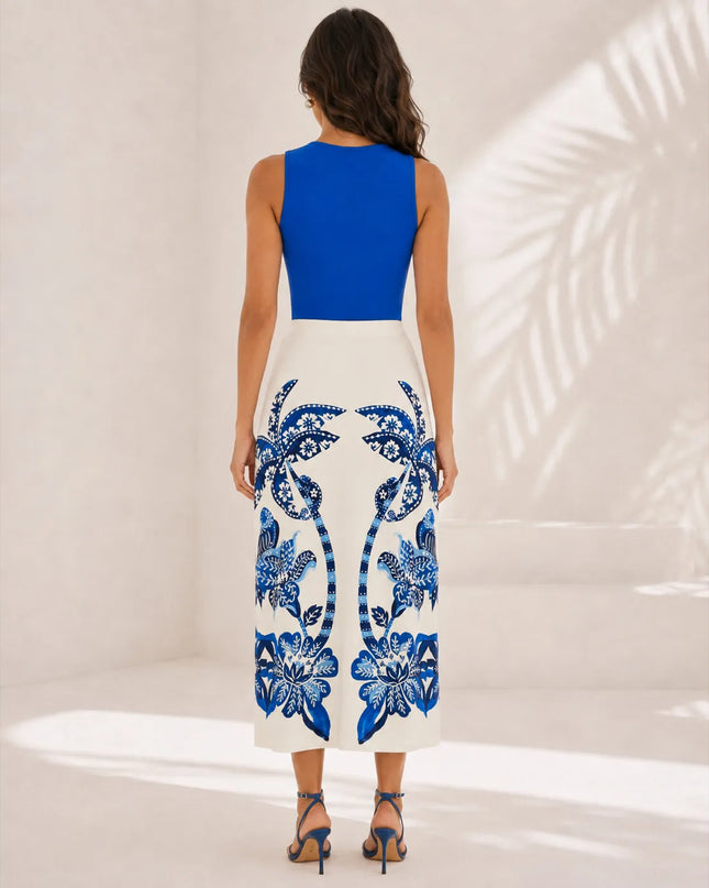 Saia Farm Midi Reta Estampada Coqueiro Tropical