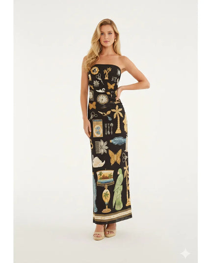 Vestido Farm Tule Sem Alça Bibelo