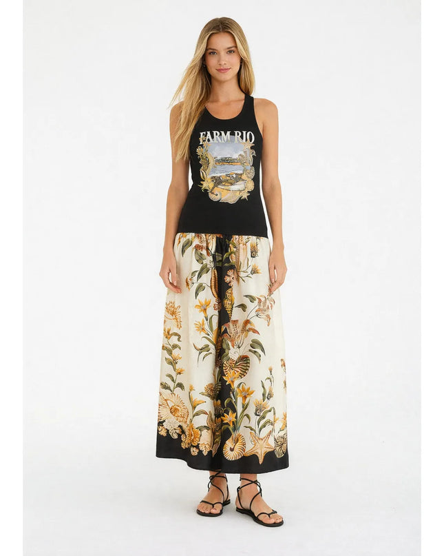 Vestido Farm Lenço Moldura Conchas