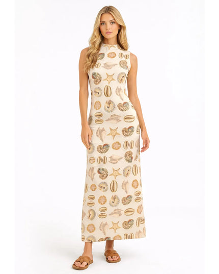 Vestido Farm Midi Estampado Conchas