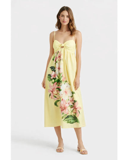 Vestido Farm Longo Alcinhas Floribel