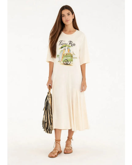 Vestido Farm Midi Carrinho de Coco