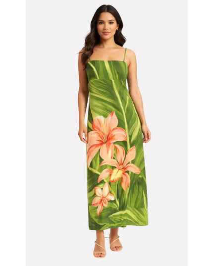 Vestido Farm Longo Alça Flor de Bananeira