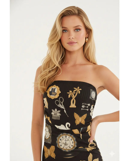 Vestido Farm Tule Sem Alça Bibelo