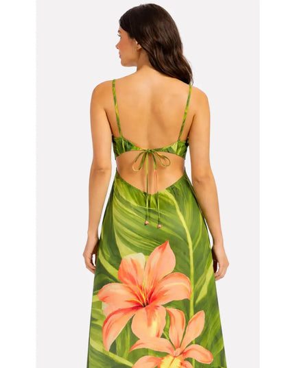 Vestido Farm Longo Alça Flor de Bananeira