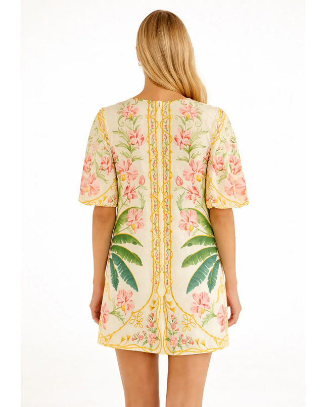 Vestido T-shirt Farm Manga Bufante Floral Nusa